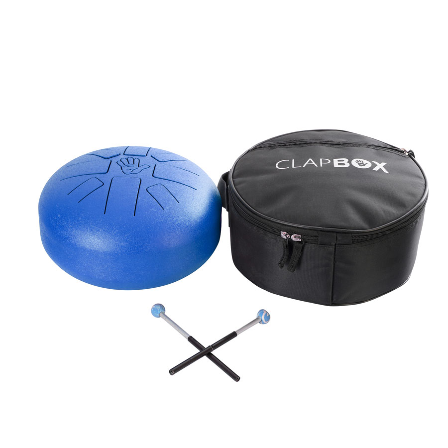Clapbox Steel Tongue Drum – with Padded Bag & Mallets (Blue)