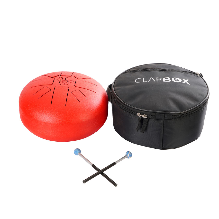 Clapbox Steel Tongue Drum – with Padded Bag & Mallets (Red)